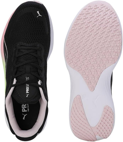 PUMA Unisex Scend Pro Strassen-Laufschuh 38 EU Puma Black Frosty Pink Speed Green Puma White, 38 EU