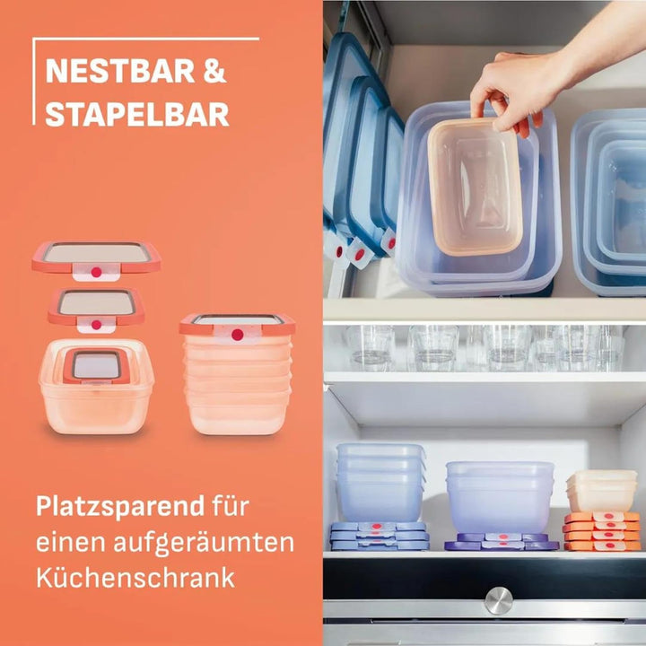 EMSA oneClick Frischhaltedosen, 0,75L, 1,5L, 3,0L, Lebensmittel 2 x länger frisch, 100% dicht, Made