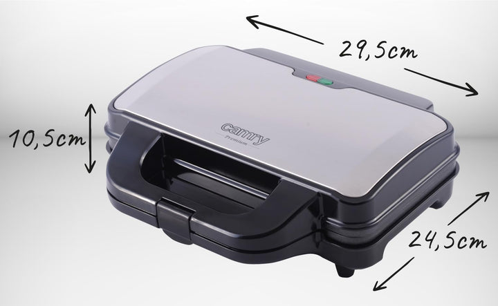 CAMRY CR 3054 Sandwichmaker XL, Toaster, 1300 W, Grillplatte mit feuerfestem Griff, Kontaktgrill mit