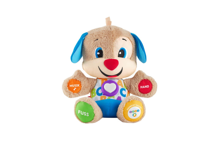 Fisher-Price Lernspass-Hündchen mit drei Stufen, sprechendes Kuscheltier mit Musik als Kinderspielze