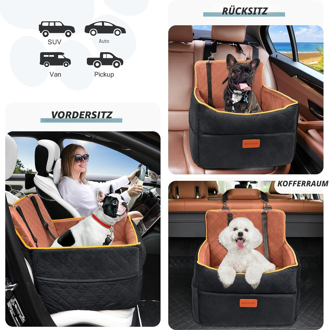 Hunde Autositz für kleine bis mittlere Hunde, Waschbarer hundesitz auto mit Aufbewahrungstaschen, An