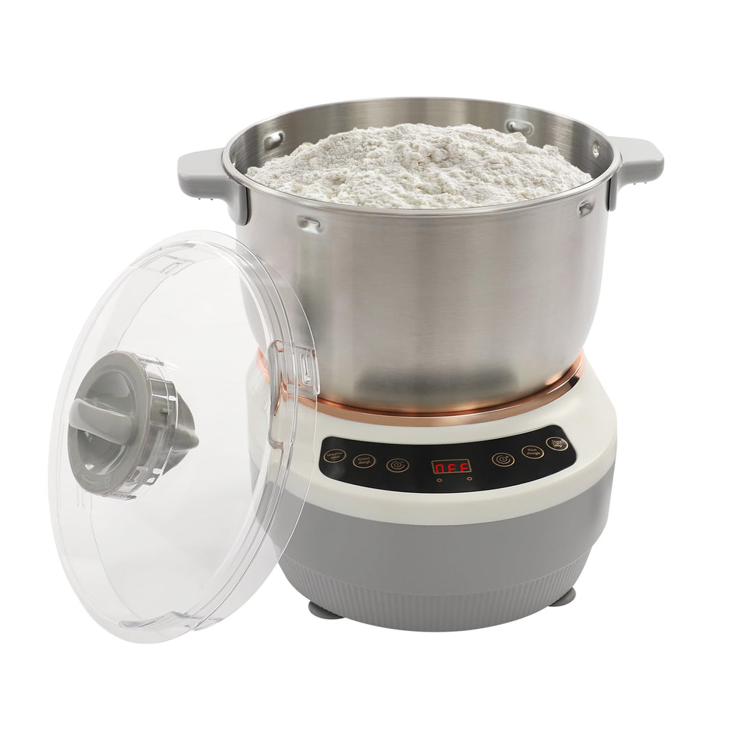 Edelstahl Teigknetmaschine mit Gärfunktion – 7L Vollautomatische Spiralkneter, 250W Kupfermotor, Dig