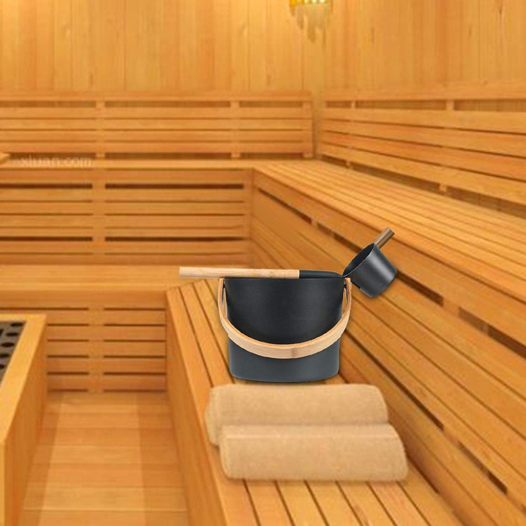 courti 7L Saunaeimer Aluminium Sauna Eimer Saunakübel Set mit Langem Griff, Hochwertiges Sauna Zubeh