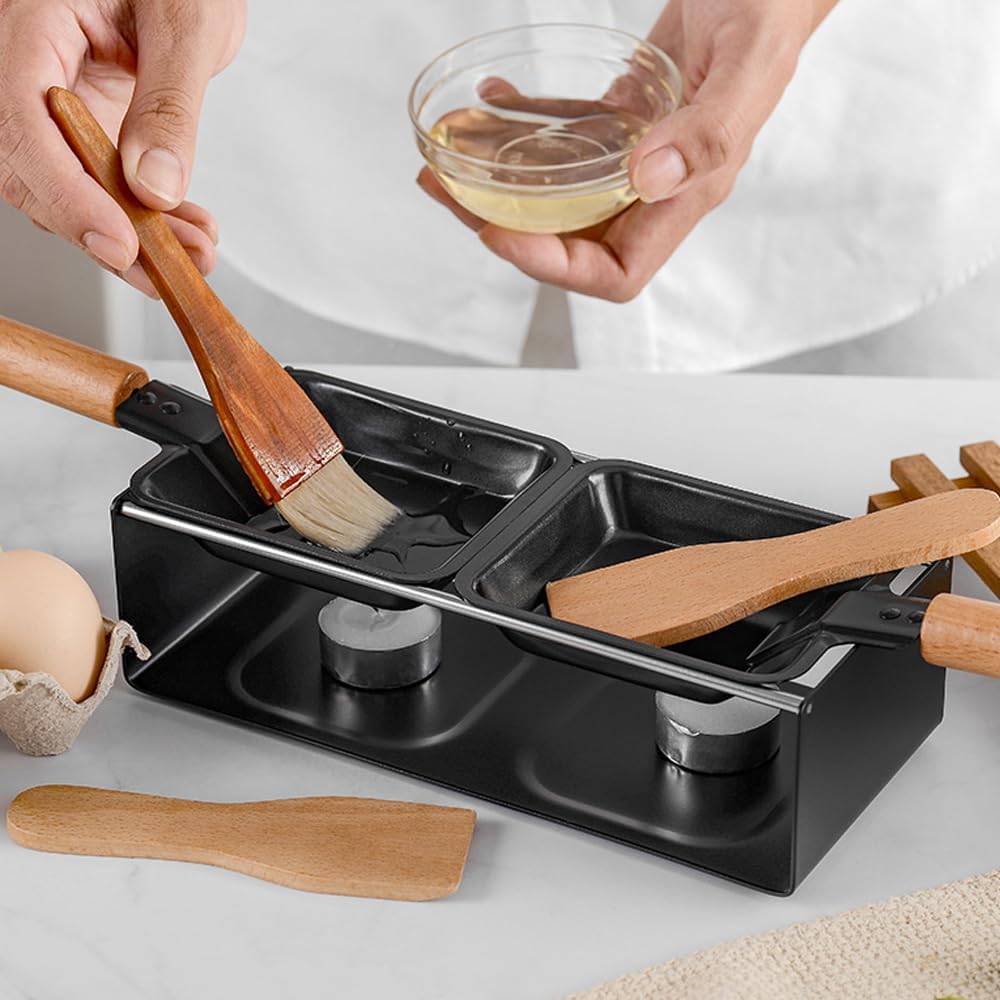 Käsefondue-Set zum Sammeln, 2 Pfannenwender und 2 Käsepfannen