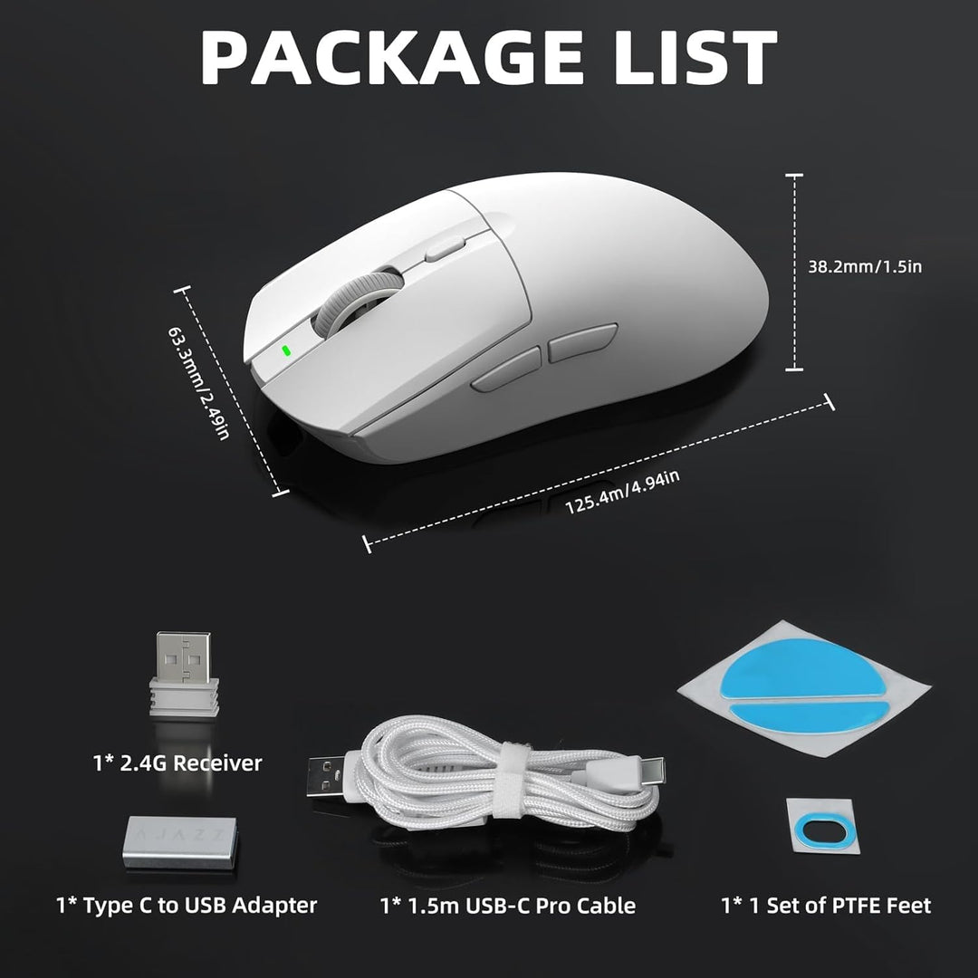 AJ139PRO Kabellose Gaming Maus, Leichtgewicht 59g FPS Mäuse, Optischer Sensor PixArt PAW3395, 26K DP