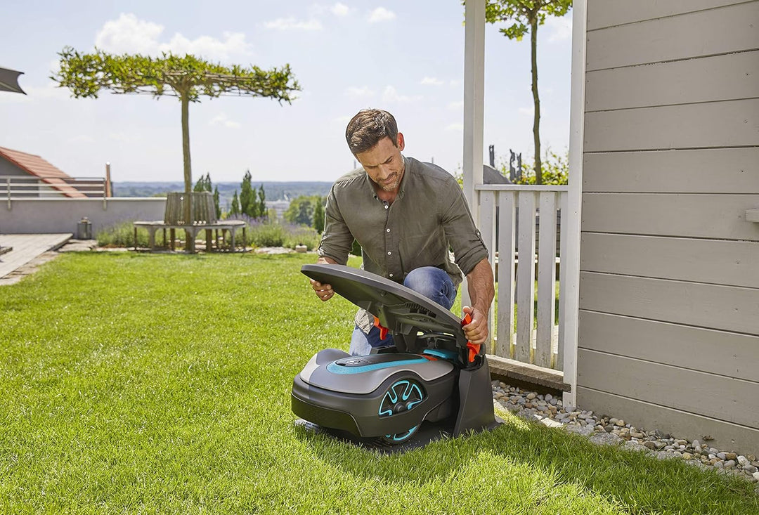 Gardena Garage für Mähroboter: Garage für Rasenmäher, optimaler Sonnen- und Regenschutz für Rasenrob