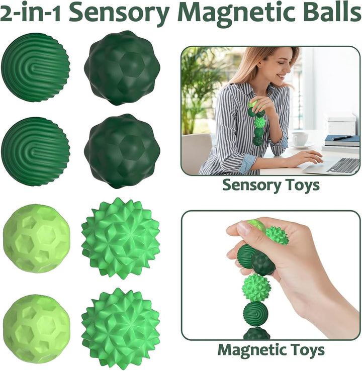 8 Stück Magnetische Fidget Toy, Magnetische Sensorik Bälle als Sensory Toys, Stress Bälle Mit Siliko