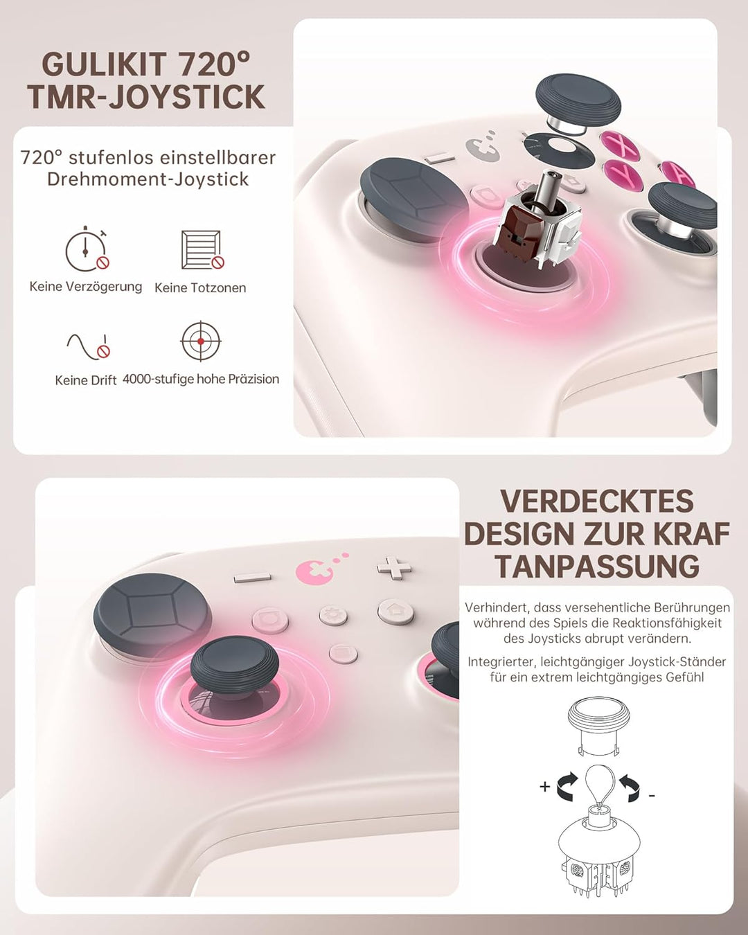 GuliKit TT Wireless Controller für PC, Android, iOS, Switch 1/2, TMR Joysticks, Aufweckfunktion und