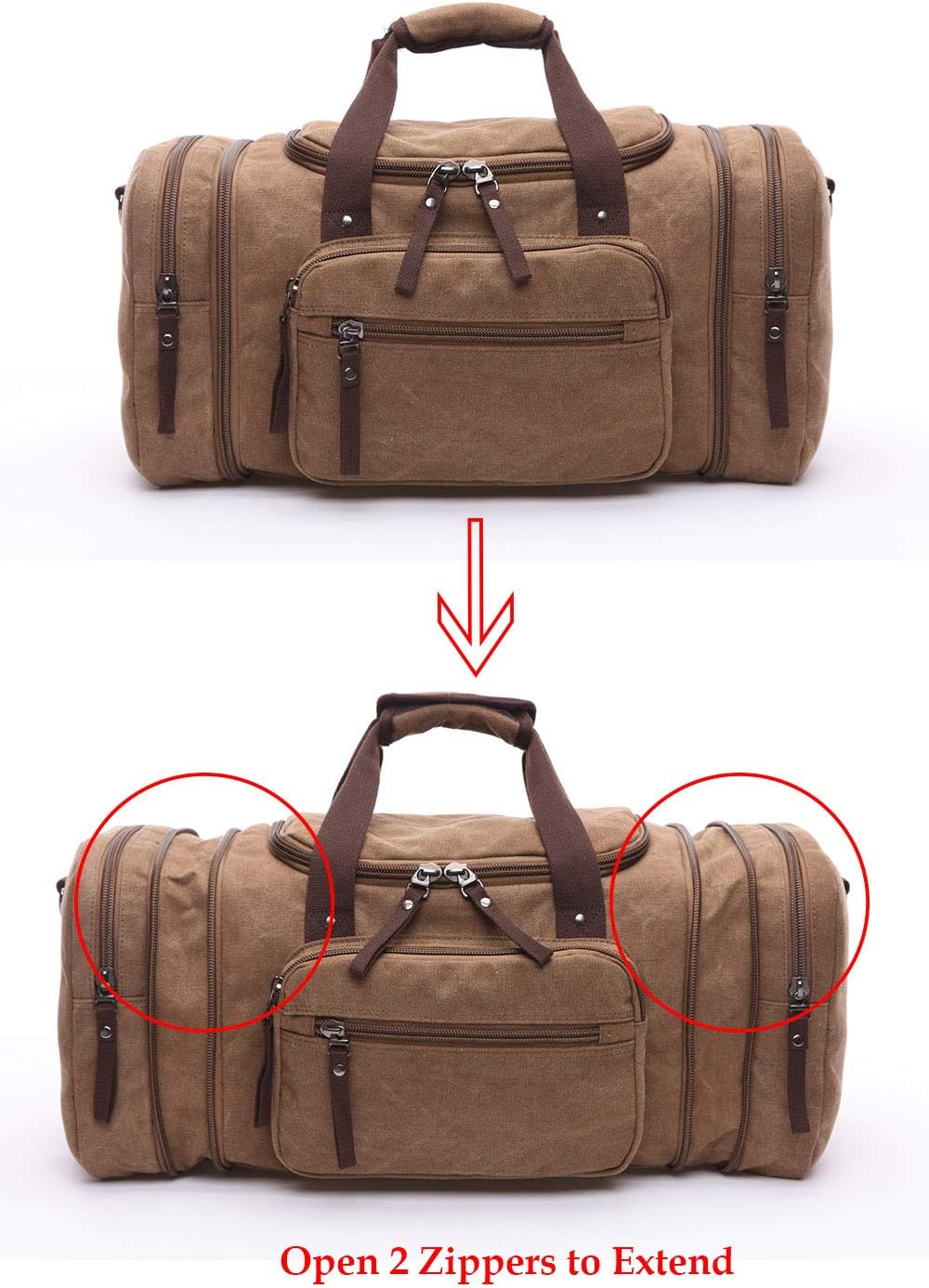 WTiger Reisetasche, gross 40 l 50 l erweiterbare Segeltuch-Reisetasche, Unisex-Reisetaschen, Wochene