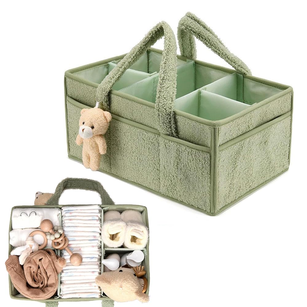 Baby Windel Caddy Organizer, Tragbarer Wickelorganizer Mit Fächern & Griffen, Plüsch Wickel Organize