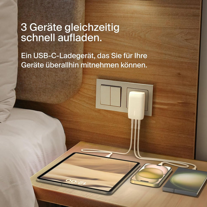 Belkin BoostCharge USB-C-Ladegerät mit DREI Anschlüssen und PPS (67 W), USB-C PD 3.1-iPhone-Schnelll