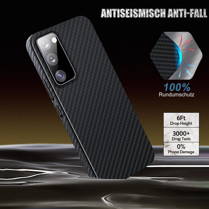 für Samsung S20 FE Hülle Carbon mit Schutzfolie Handyhülle S20 FE 5G Hart Case Ultra dünn Hybrid PC