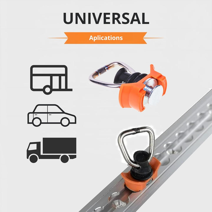 4 oder 10 Stück Airline Fitting (Silber/Orange) - Airlineschiene Zurröse mit Ring 1000 kg Tragfähigk