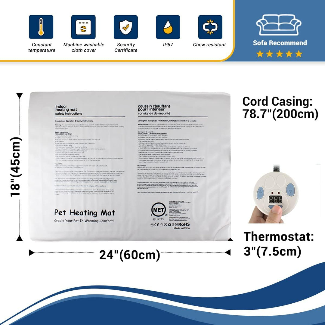 Enjoying Haustier-Heizkissen für den Innenbereich, 60 x 45 cm Katzendecke, 7 Stufen Einstellbare Tem