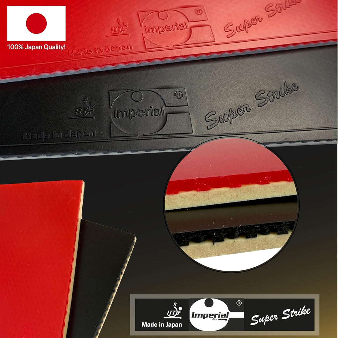 Imperial Super Strike | Japan Tischtennis Belag | Noppen innen | Defensiv | ITTF Zulassung Schwarz 2