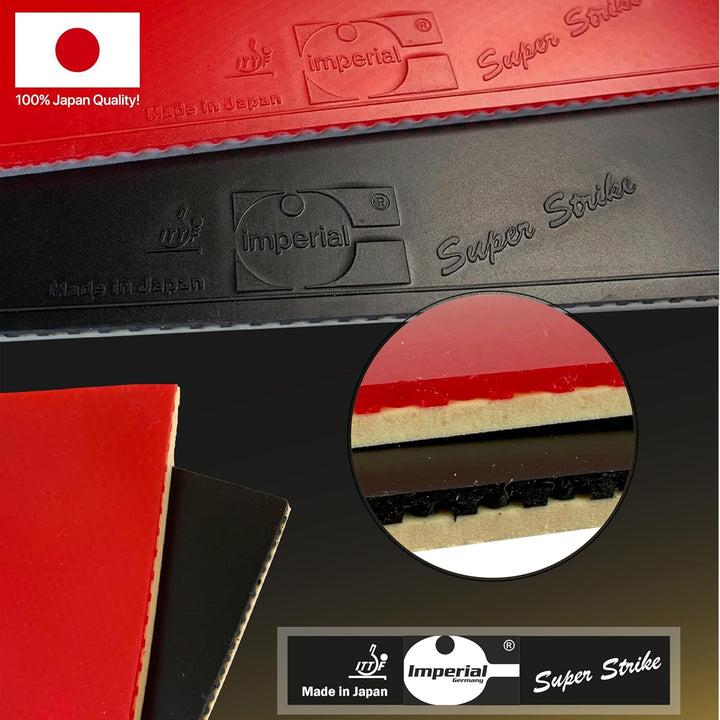 Imperial Super Strike | Japan Tischtennis Belag | Noppen innen | Defensiv | ITTF Zulassung Schwarz 1