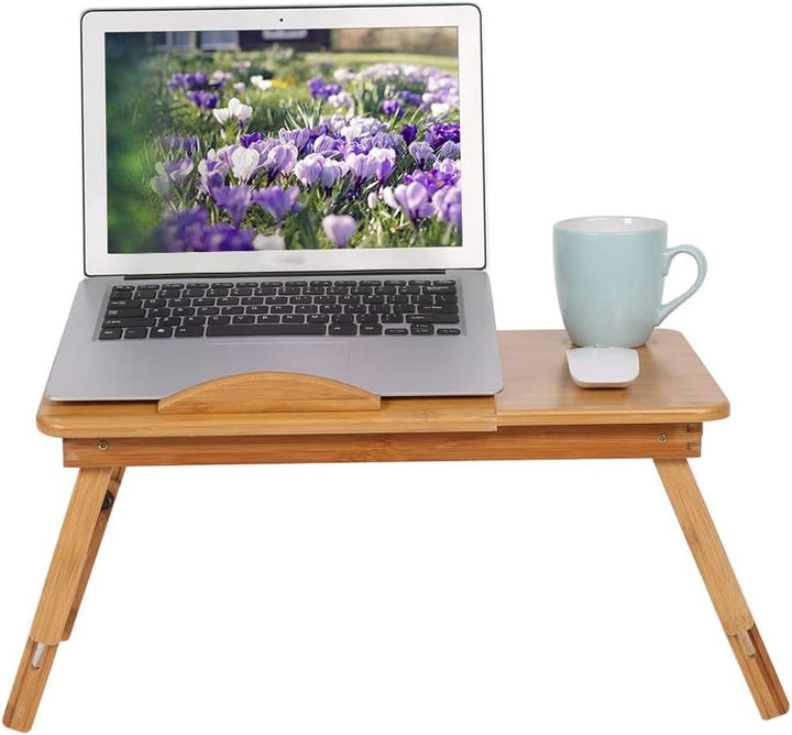 Laptop-Tisch aus Bambus, klappbar, tragbar, Bett, Computer, verstellbar, mit Schublade, Schreibtisch