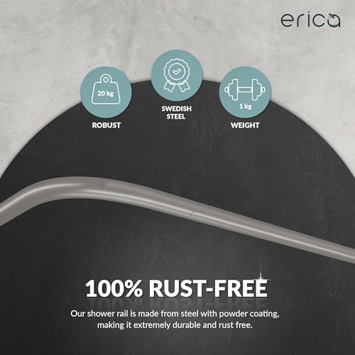 Erica Duschvorhangstange L form 70x90, 70x160 oder 90x140 cm + 24 Duschvorhangringe | Duschvorhang s
