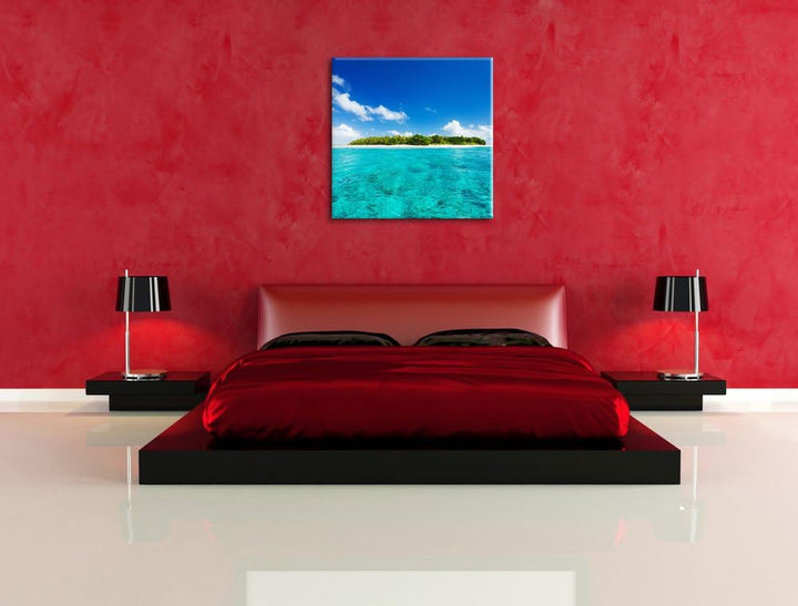 Traumhafte Insel, Format: 70x70 auf Leinwand, XXL riesige Bilder fertig gerahmt mit Keilrahmen, Kuns