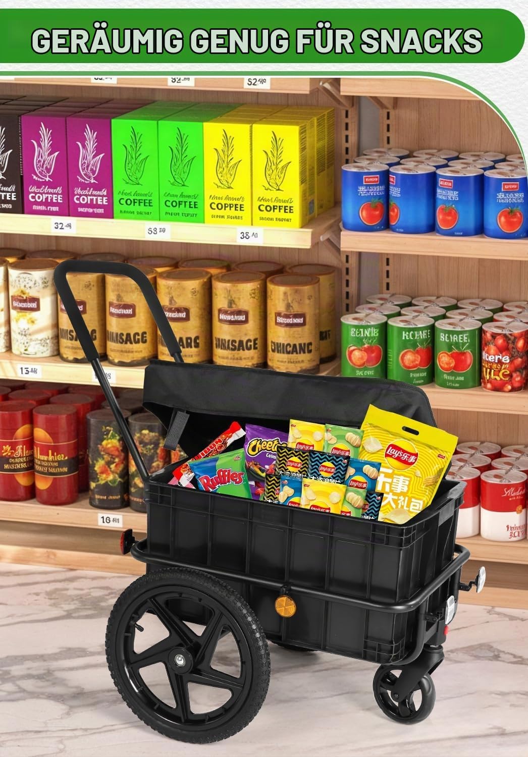 SEPNINE® 2in1 Einkaufstrolley mit 86L Kapazität, Handwagen mit Schiebebügel, bis 40kg belastbar, Tro