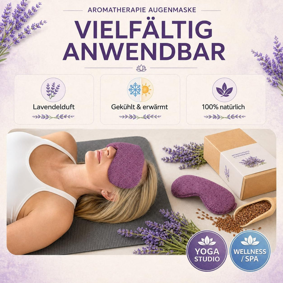 Yosana Augenkissen mit Leinsamen &amp; Lavendel Füllung I Waschbarer Baumwollbezug I Augenmaske zur Ents