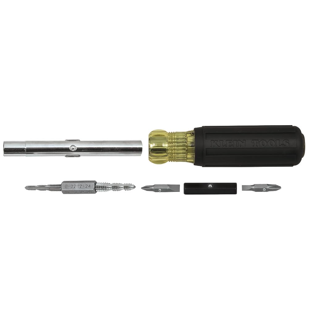 Klein Tools 32517 Multi-Bit-Schraubendreher/Gewindebohrer mit 6 gängigen Gewindebohrergrössen, 4 Sch