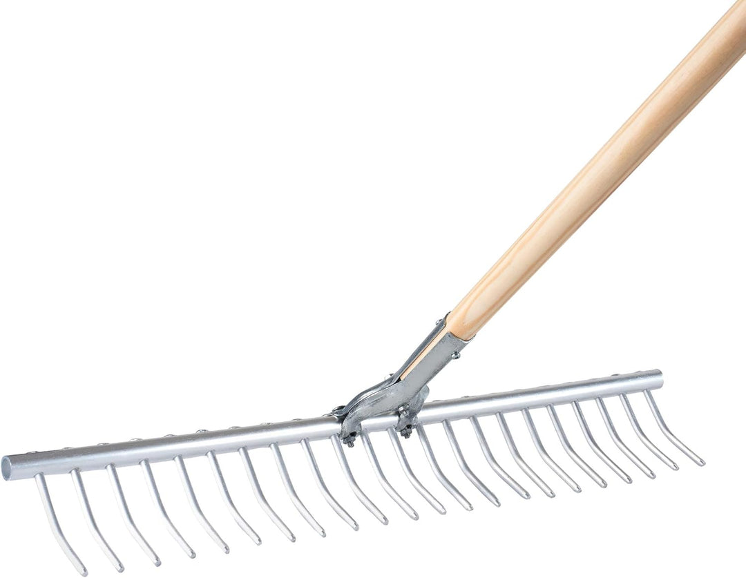 KADAX Rechen, Heurechen mit langem Stiel aus Holz, breite Harke für Garten, Beet, Rasen, Bequeme Gar