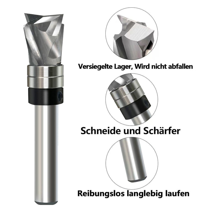 GLRYD Spiralfräser Bündigfräser 8mm Schaft, 12.7mm Schnittlänge, D=12mm, VHM Kompression Spiralnutfr