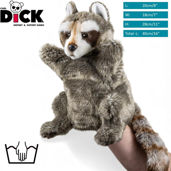 Carl Dick Waschbär Handpuppe, Plüschtier, Kuscheltier ca. 28cm 3439 Wb - Grau, Wb - Grau