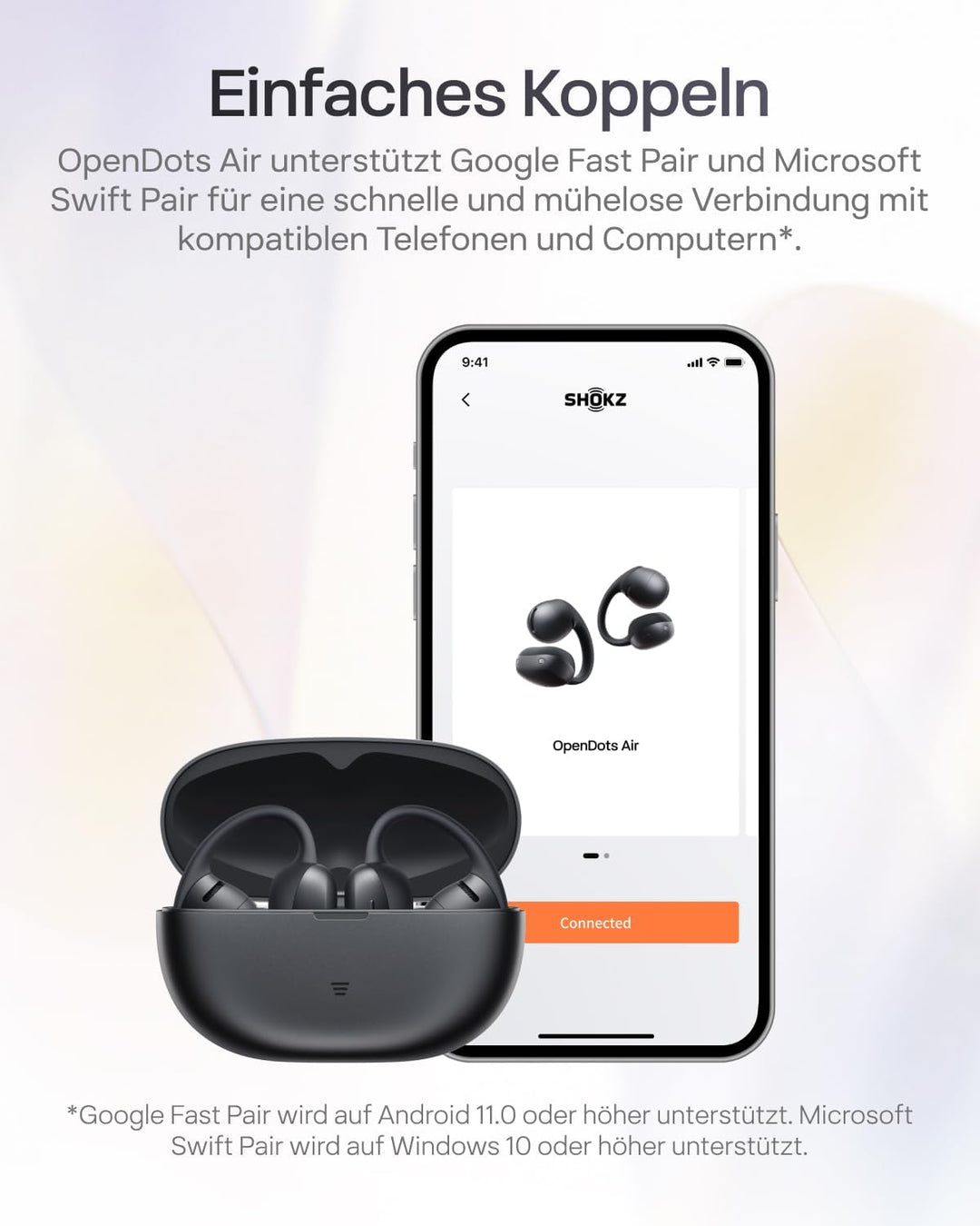 SHOKZ OpenDots Air Open-Ear-Kopfhörer mit Clip-on, ultraleichten 6,3 g, sicherer Passform, Deep Bass