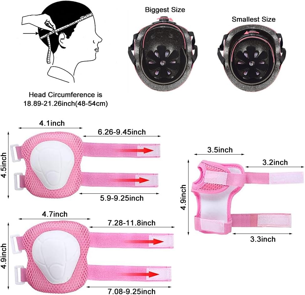 NICEWAT Knieschoner Kinder Set,Knieschoner Kinder 7 in 1 Set,Kinderhelm 3-7 Jahre,Skateboard Helm Ki