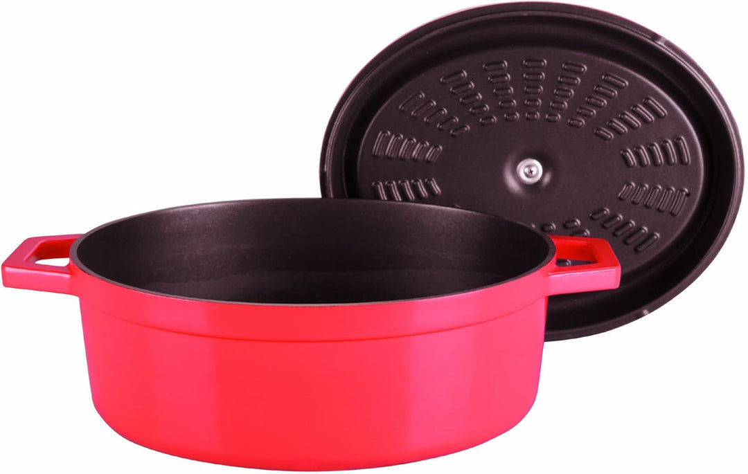 Lacor 25931 Oval Rotbratentopf 31 x 25 cm, Giessen Aluminium Rot 31 x 25 cm oval, Rot 31 x 25 cm ova