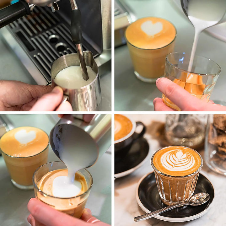 Milchkännchen, 12oz Edelstahl Milchkännchen Tasse Dampfkanne, Milchkaffee Cappuccino Latte Kunst, Da