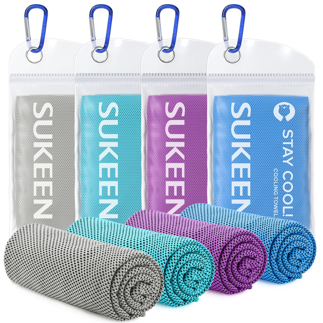 Sukeen Kühlendes Handtuch, 4er Set Kühlhandtuch Cool Towel, Gym Handtuch, Eishandtuch Kühltuch Hals,