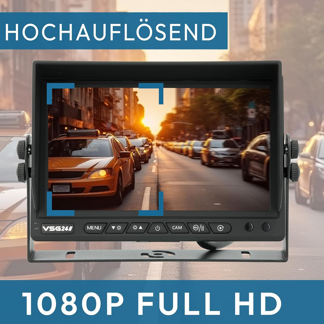 VSG24 Rückfahrkamera 7" HD Starter-Set inkl. Kamera, Monitor, Kabel - Wasserdicht Nachtsicht 12V-24V