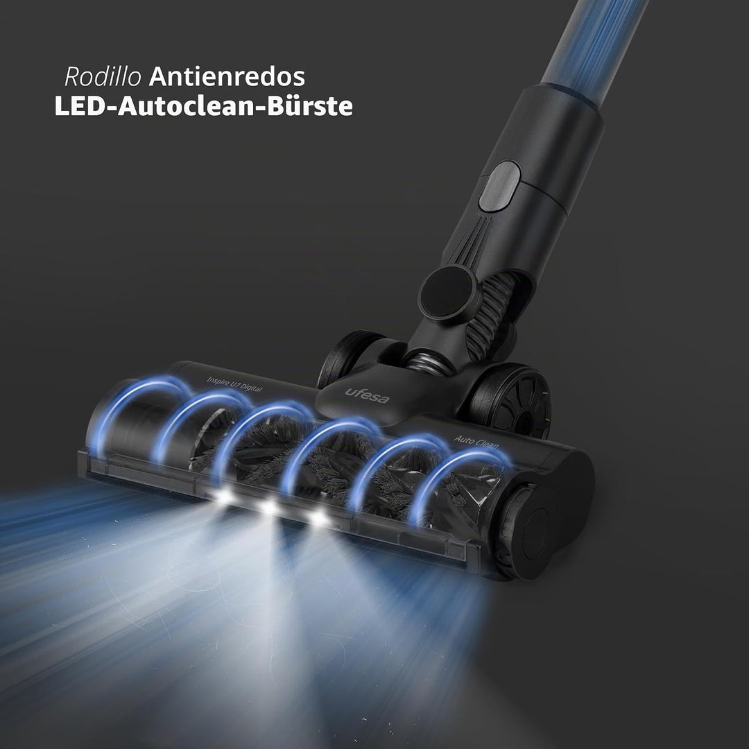 Ufesa Z7 Digital Akku Staubsauger, Selbstladender-Flexibler, 29.6V, LED Touchscreen, 26KPa, 500W, 80