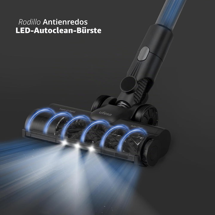 Ufesa Z7 Digital Akku Staubsauger, Selbstladender-Flexibler, 29.6V, LED Touchscreen, 26KPa, 500W, 80