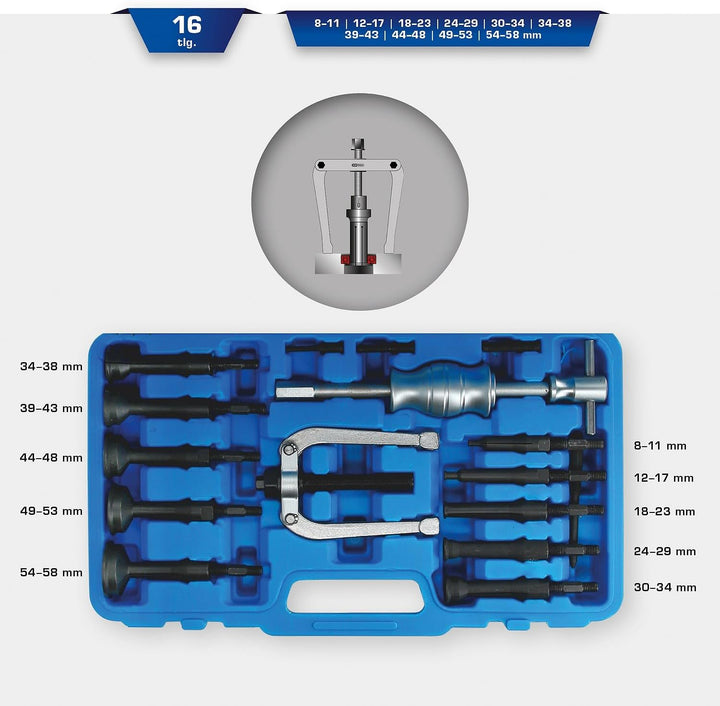 BRILLIANT TOOLS BT631150 Grundloch-Innenlager-Abzieher-Satz | 16- tlg. [Powered by KS TOOLS]