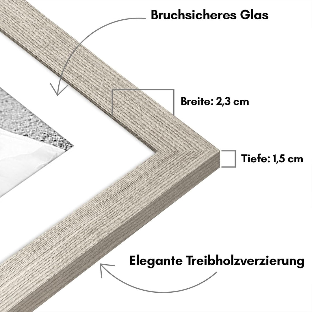 Americanflat 7er Pack Bilderrahmen Set - Treibholz - Enthält einen Rahmen 28x36cm, zwei Rahmen 20x25