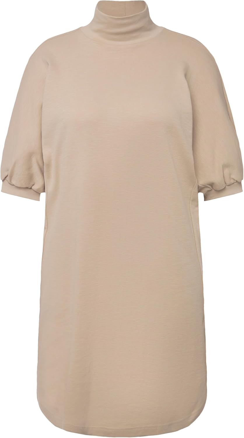 Ulla Popken Damen grosse Grössen Übergrössen Plus Size Longshirt, Eggshape, Rollkragen, Halbarm, Bio