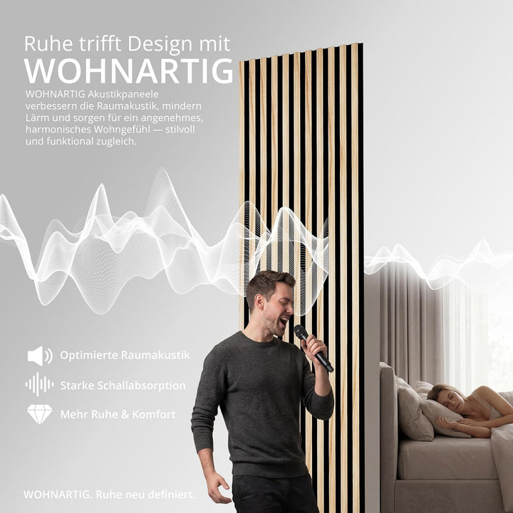 wohnartig 3D Akustikpaneele (Eiche Natur, 1 Stück 240cm x 54cm) Eiche Natur 1 Stück 240cm x 54cm, Ei
