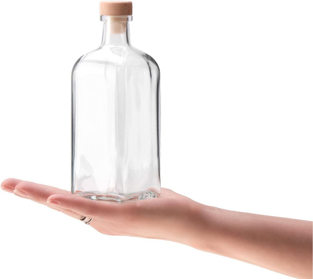 com-four® 6x Glasflasche 500 ml mit Korken - leere Flasche mit Korkenverschluss - Glasbehälter zum B