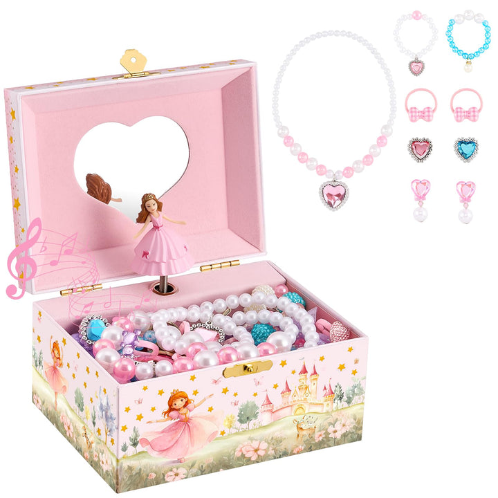ProCase Kinder Musik Box Schmuckkästchen mit Spieluhr Princess, Schmuckschatulle mit Melodie für Mäd