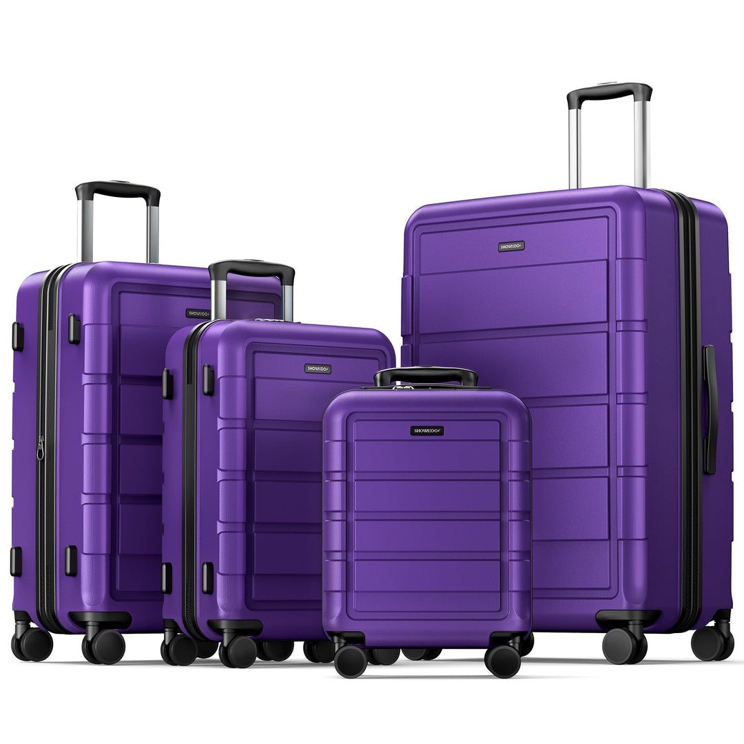 SHOWKOO Kofferset 4 Teilig Familienset Hartschale Leicht ABS+PC Erweiterbar Reisekoffer Haltbar Trol