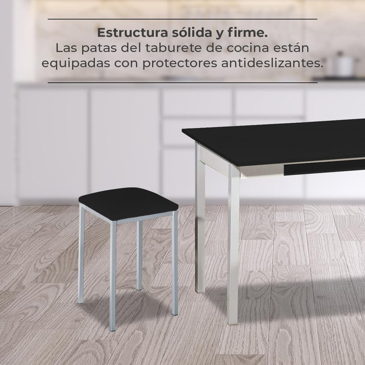 ASTIMESA - Gepolsterter Küchenhocker - Solide und Feste Struktur - Gestell Farbe Aluminium und Sitzf
