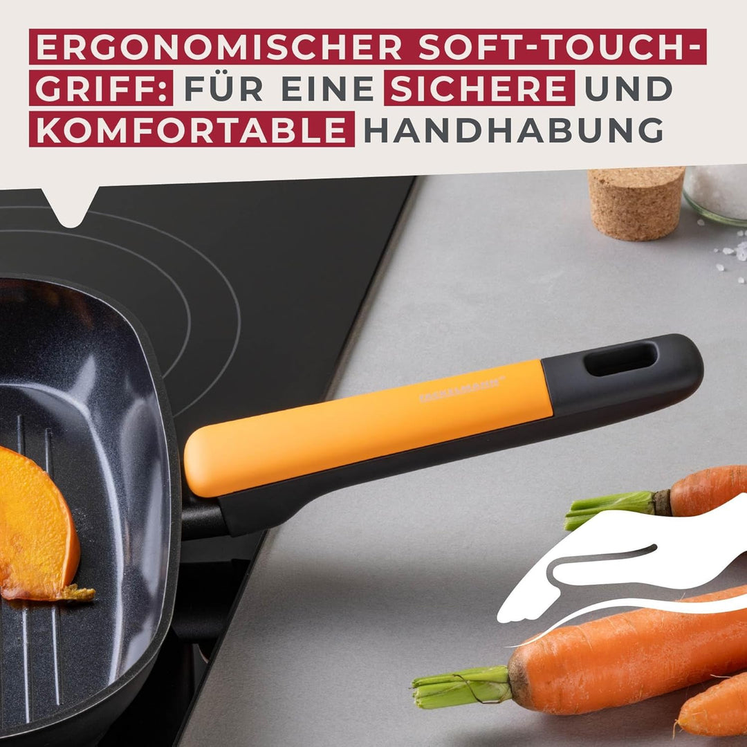 Fackelmann Grillpfanne Soft – Ø 28 cm aus geschmiedetem Aluminium, mit Greblon CK2 Ceramic Beschicht