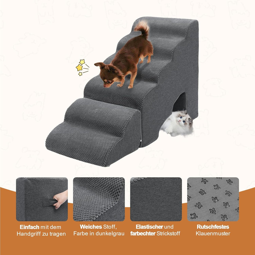 Hundetreppe 60cm Hoch für Bett, 6 Stufen Hunderampe für Boxspringbett, rutschfeste Haustiertreppe/Ra