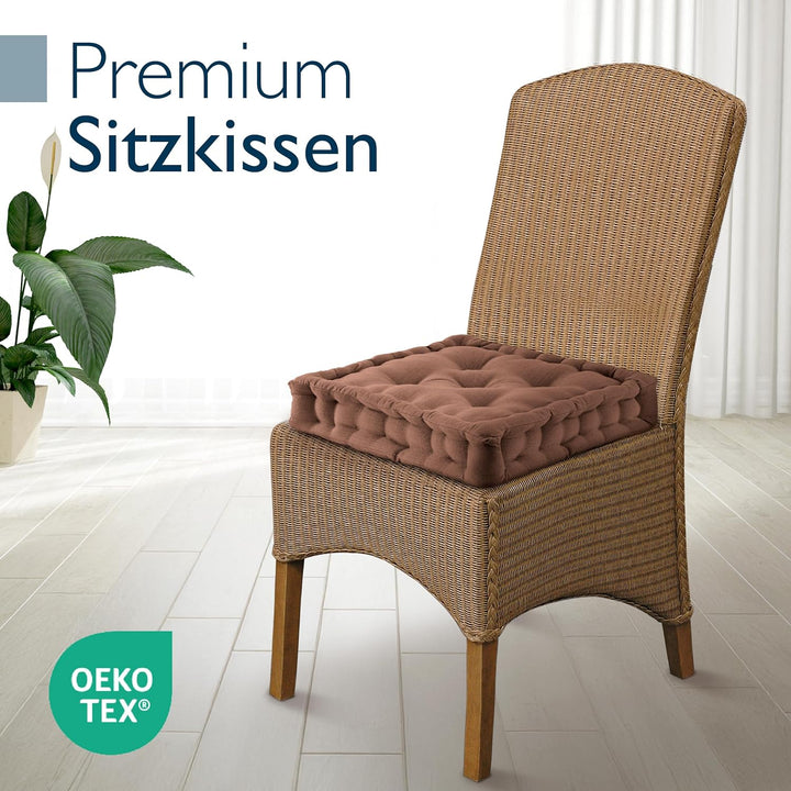 Beautissu 2er Set Bodenkissen Sitzkissen 50x50 cm - Dickes Matratzenkissen 10cm - 100% Baumwolle Stu