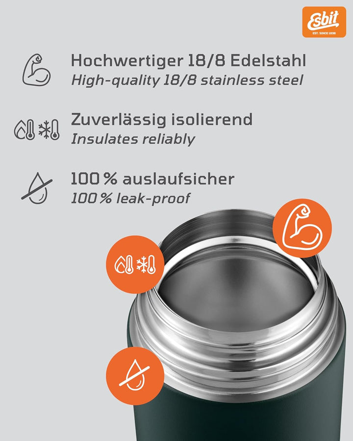 Esbit Thermobehälter Sculptor für Essen - Warmhaltebehälter 750 ml in Forest Green - aus Edelstahl f