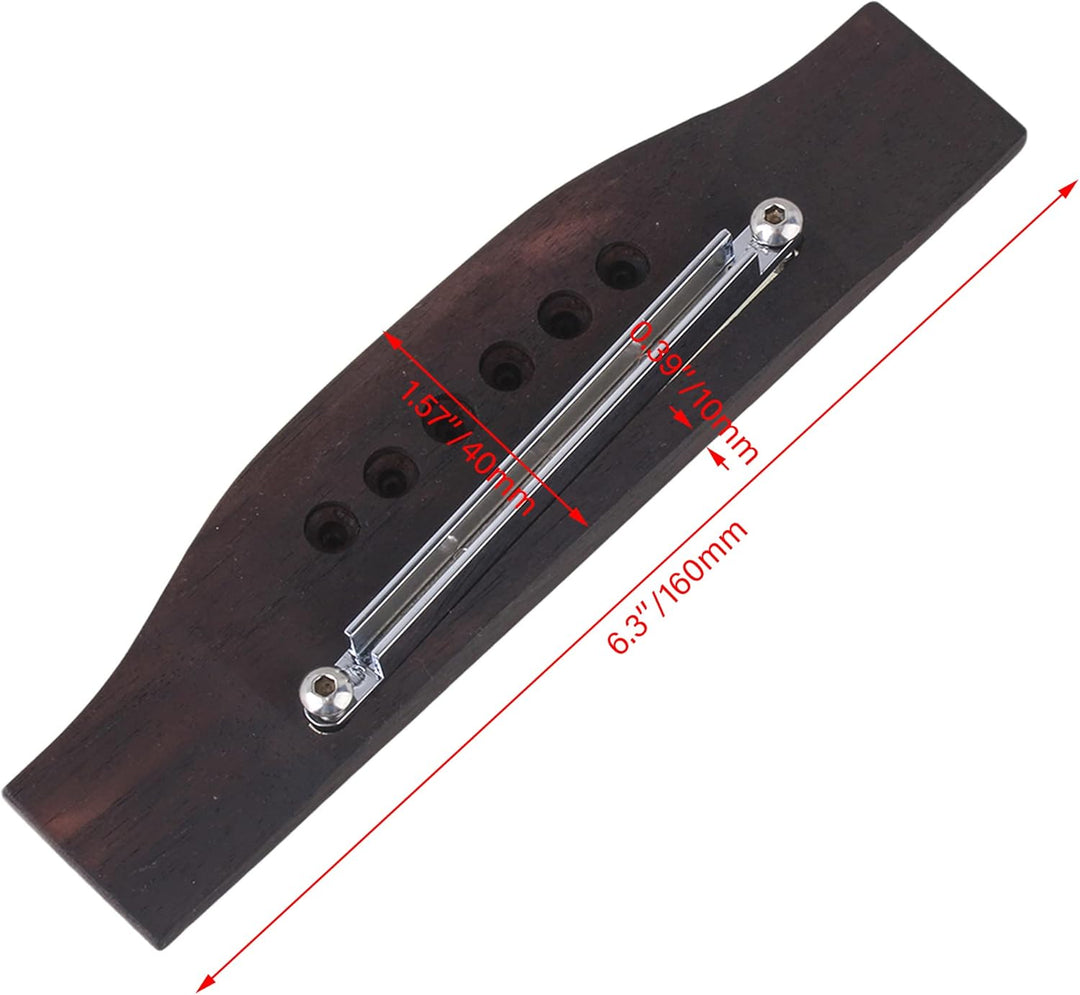 Yibuy Set mit 6 Saiten Akustik Gitarre Palisander Steg & Sattelmuttern & Verstellbarer Schaft